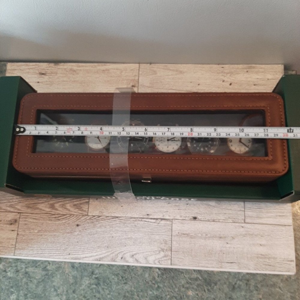 6 Piece Watch Case Woodburry Brown New in Box - Picture 12 of 14